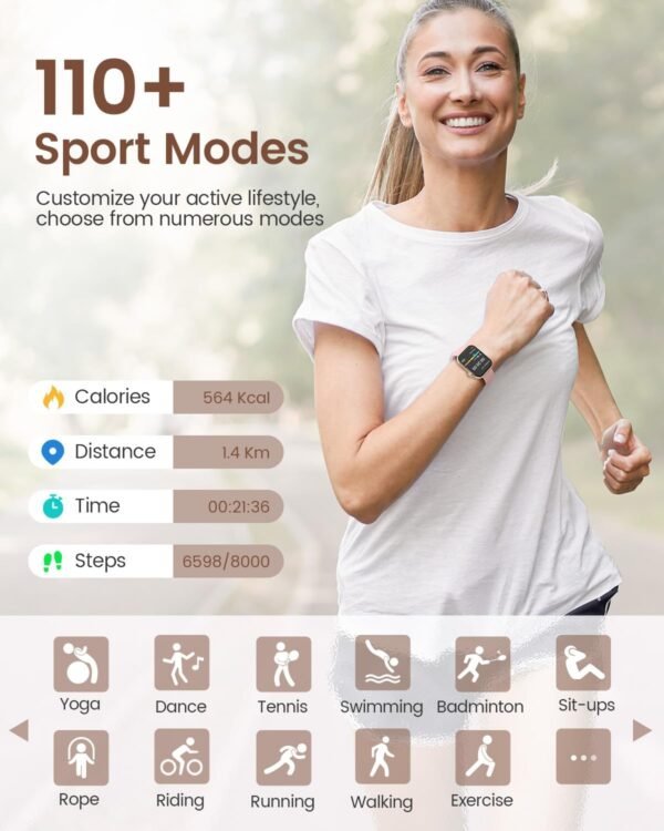 Smart Watches for Women,Fitness Tracker Watch for Android Phones/iPhone Compatible,1.85" Womens Watch with Blood Pressure Monitor,Calls and Messages/Heart Rate/Sleep/Female Cycle(3 Watch Bands) - Image 5
