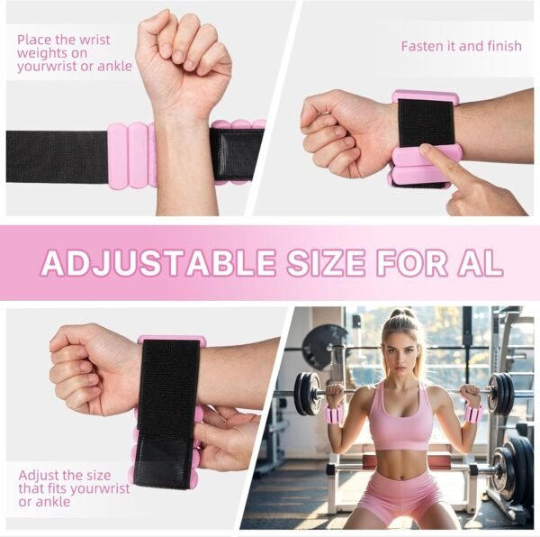 Adjustable Ankle Weights,Wrist Weights for Women & Men,Set of 2 (1Lb Each),Perfect for Walking,Running,Yoga,Pilates,Gym,Barre,Strength Training. Weighted wristbands are designed for home gym workouts - Image 8