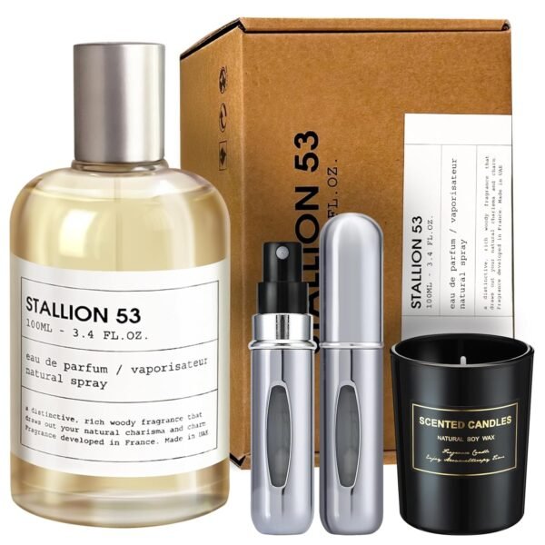 Stallion 53 For Unisex 3.4 oz EDP Spray Eau de Parfum - Gift Set Pack with Scented Soy Candle and Empty Travel Perfume Atomizer - Image 2