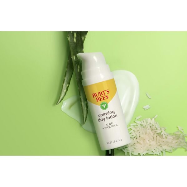 Burt's Bees Calming Day Face Lotion With Aloe and Rice Milk, Soothing Face Lotion for Sensitive Skin, 98.9 Percent Natural Origin Skin Care, 1.8 oz. Bottle - Image 10