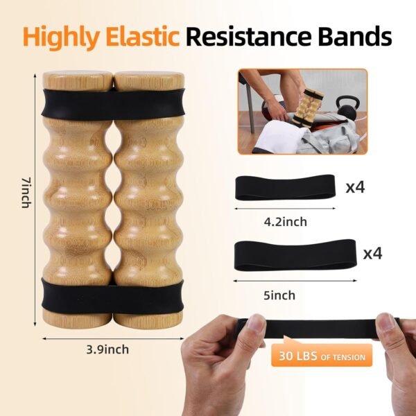 Rip Stick Upper Body Workout Equipment, 8PCS Adjustable Resistance Bands with Wooden Handles, Training Home Gym，Portable Exercise Equipment - Image 3