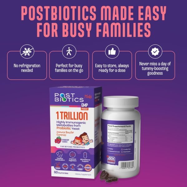 NAVEH PHARMA Postbiotics Kids Strawberry Gummies. Children’s Postbiotics, Ages 4+, 1 Trillion Good Bacteria 200X Ingredients Than Probiotic Or Prebiotic. Gut Health, Immunity, Digestion & Microbiome - Image 8
