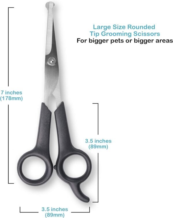 Pets First #1 Pet Grooming Scissors Body & Facial Trimmer Durable Stainless Steel Blades. Rounded Tips Shears for Long Medium Short Thick Wiry Curly Hair. Lightweight Cutter for Dogs & Cats. Set of 2 - Image 6
