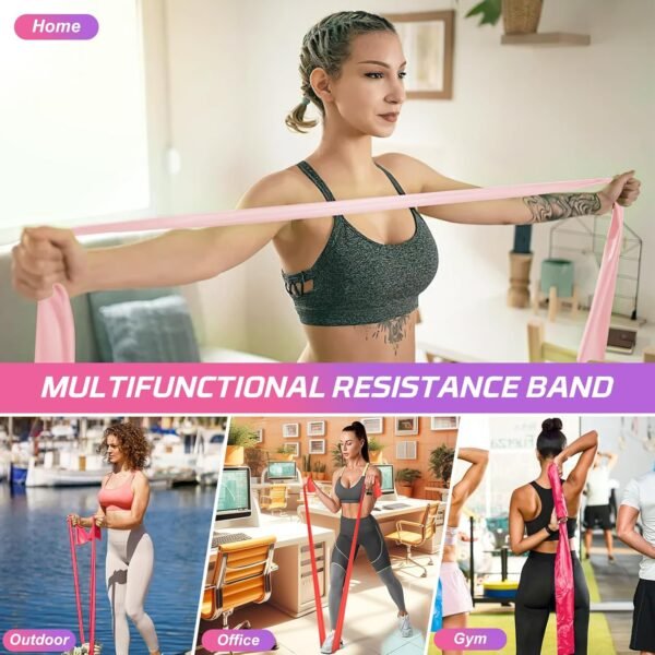 Resistance Bands Set, 5 Pcs Exercise Bands Elastic Stretch Bands for Yoga Pilates Fitness Stretching Strength Training, Workout Bands for Home Gym - Image 7