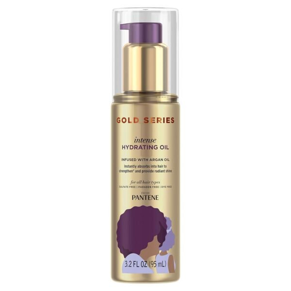 Pantene Gold Series Intense Hydrating Oil Treatment, 3.2 Fl Oz – Hair Oil Infused with Rich Argan Oil for Beautiful, Shiny Hair - Dye, Paraben and Sulfate Free Formula - Image 2