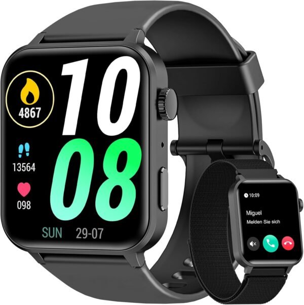 Fitness Tracker 2024 (Answer/Make Calls),Smart watch for Men Women,1.85'' Smartwatch with 24/7 Heart Rate and SpO2,SleepTracker,100+Sport,Pedometer,IP68 Waterproof Activity Trackers for Android iPhone - Image 2