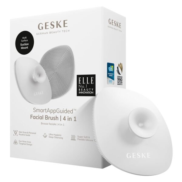 GESKE SmartAppGuided™ Facial Brush | 4 in 1 | Professional Facial Cleansing Brush with Handle | Skin Cleansing Soft Silicone Facial Brush | Routine Skincare | Gentle Cleansing | Facial Cleanser - Image 2