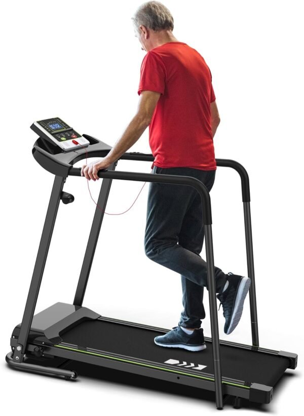 Redliro Walking Treadmill with Long Handrail for Balance, Recovery Fitness Exercise Machine Foldable for Home use with Holder for Phone & Cup,LCD Display, 300 lbs Capacity - Image 2