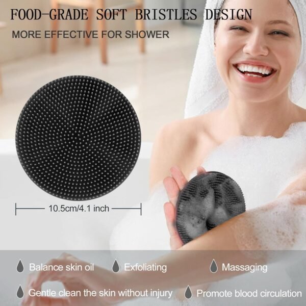 INNERNEED Food-Grade Soft Silicone Body Scrubber Shower Brush Handheld Cleansing Skin Brush, Gentle Exfoliating and Lather Well (Black) - Image 8