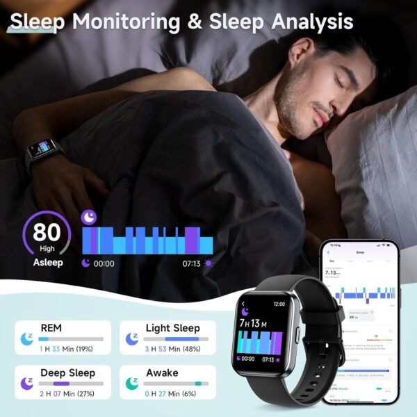 Gydom Smart Watches for Men Women Android & iPhone, 1.8'' Alexa Built-in Smartwatch with Bluetooth Calls, Heart Rate/Sleep/SpO2 Monitor, IP68 Waterproof Activity Fitness Tracker with 110+ Sports Modes - Image 8