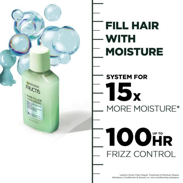 Garnier Fructis Hair Filler Moisture Repair Serum Hair Treatment, Moisturizing Hair Serum for Curly, Wavy Hair with Hyaluronic Acid, 3.75 Fl Oz, 1 Count - Image 5