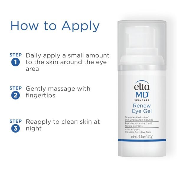 EltaMD Renew Eye Gel, Serum for Dark Circles and Puffiness, Under Eye Serum for Face, Anti Aging, Minimizes Fine Lines and Wrinkles, 0.5 oz Pump - Image 6