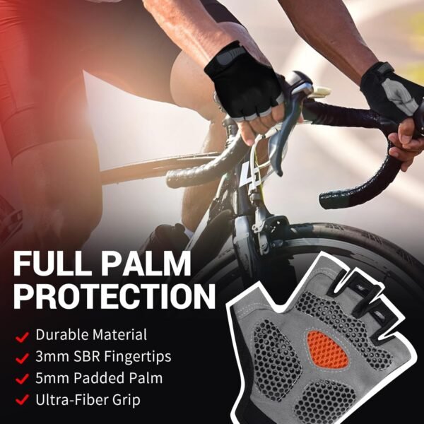 WULI Cycling Gloves Half Finger Men's and Women's Fitness Gloves for Cycling, Breathability, Anti Slip Yoga Equipment, Anti cocooning, Wrist Protection Thickened Palm - Image 5
