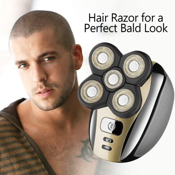 Electric Razor for Men Head Shaver for Bald Men Grooming Kit 5 in 1 Wet Dry Rotary Shavers Nose Hair Beard Trimmer Clippers Facial Cleansing Brush Cordless Waterproof USB Charging Rechargeable - Image 3