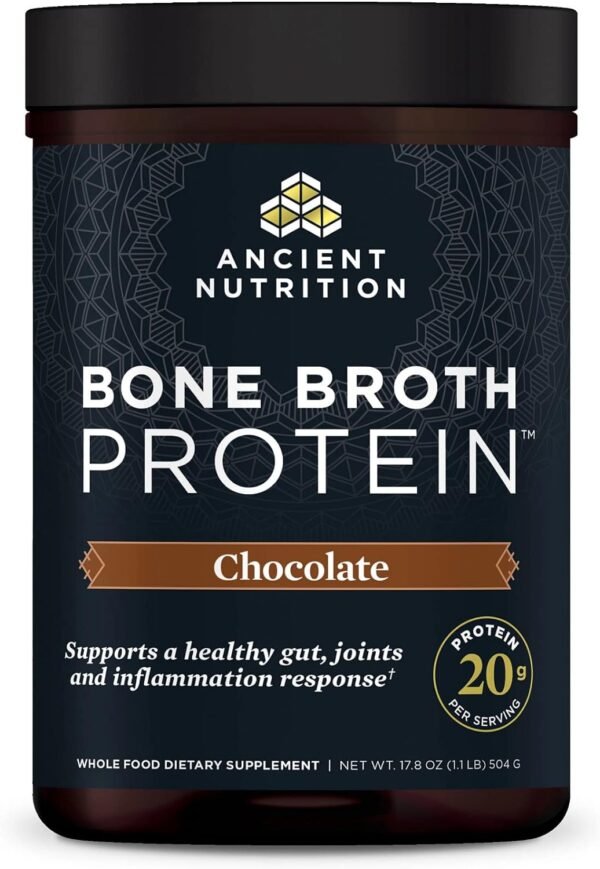 Ancient Nutrition Protein Powder Made from Real Bone Broth, Chocolate, 20g Protein Per Serving, 20 Serving Tub, Gluten Free Hydrolyzed Collagen Peptides Supplement, Great in Protein Shakes - Image 2