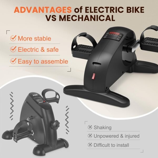 Mini Under Desk Exercise Bike Pedal Exerciser, Motorized Setting Bike Pedal Exerciser Leg/Arm Cycle for Senior, Physical Therapy, with 12 Adjustable Speed, LCD Display, Remote Control - Image 8