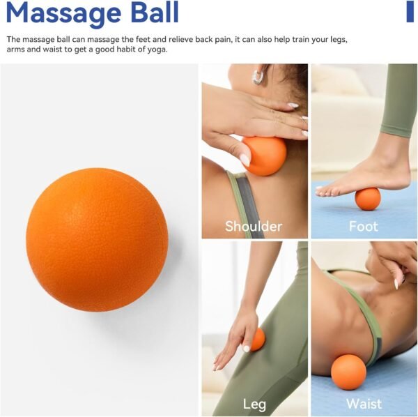 5 in 1 Foam Roller Set - Massage Roller Back Roller Foam, Muscle Roller Stick, Massage Ball, Resistance Band for Physical Therapy & Deep Tissue Muscle Massage (Orange) - Image 5