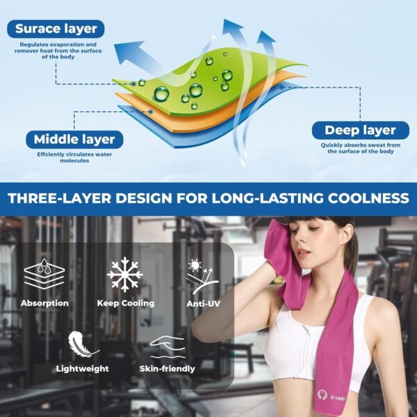 Sukeen Cooling Towel 8 Pack (40"x 12"), Cooling Towel for Neck and Face, Microfiber Breathable Towel for Hot Weather, Sweat Towel for Gym, Sport, Yoga, Golf, Workout, Camping, Running - Image 3