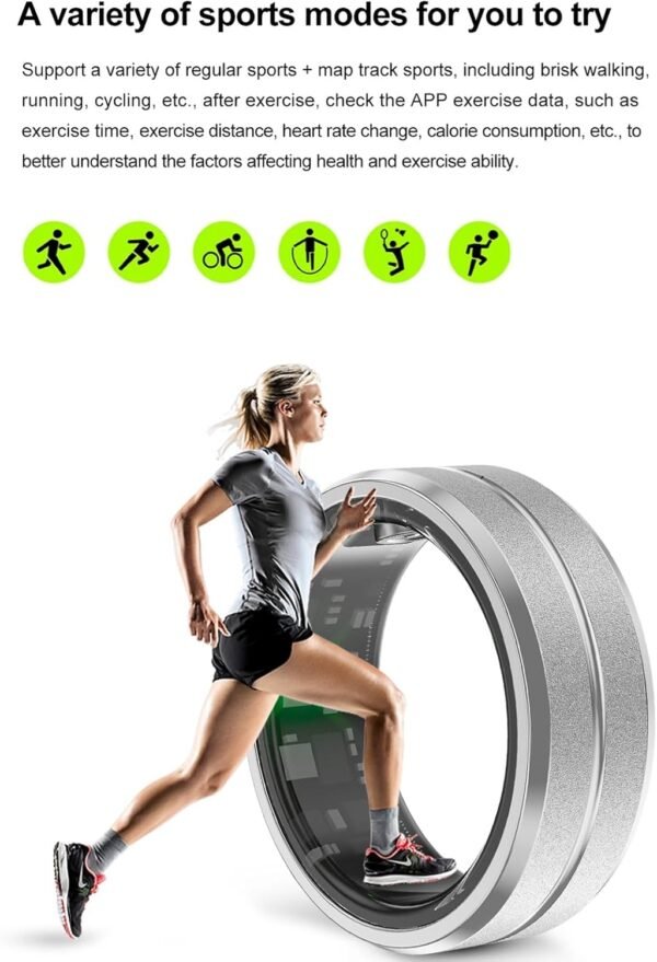 Smart Fitness Tracker Ring, Sleep Monitoring Pedometer Ring with APP for Android iOS, IP68 Waterproof Stainless Steel Health Tracker with Charging Case, Couple's Ring, Gift - Image 4