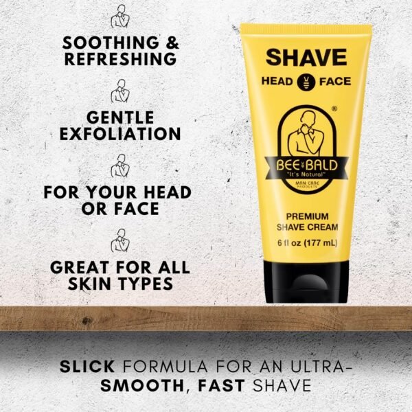 Bee Bald SHAVE Premium Shaving Cream Goes On Light & Slick That's Incredibly Smooth & Quick For Both Face And Head, 6 Fl Oz - Image 4