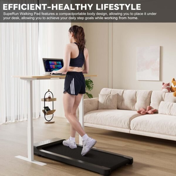 SupeRun Walking Pad, Under Desk Treadmill, 3 in 1 Portable Treadmill with Remote Control LED Display, 2.5 HP Quiet Walking Jogging Machine for Office Home Use, 300 Lbs Capacity - Image 7