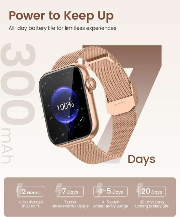 Smart Watches for Women,Fitness Tracker Watch for Android Phones/iPhone Compatible,1.85" Womens Watch with Blood Pressure Monitor,Calls and Messages/Heart Rate/Sleep/Female Cycle(3 Watch Bands) - Image 7