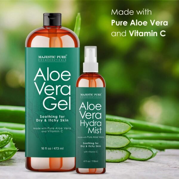 Majestic Pure Aloe Vera Gel and Mist Super Combo - 16 oz Gel and 4 oz Hydra Spray - 100 Percent Pure and Natural Cold Pressed Aloe Vera for Hair Growth, Face, Body and Skin - Image 3