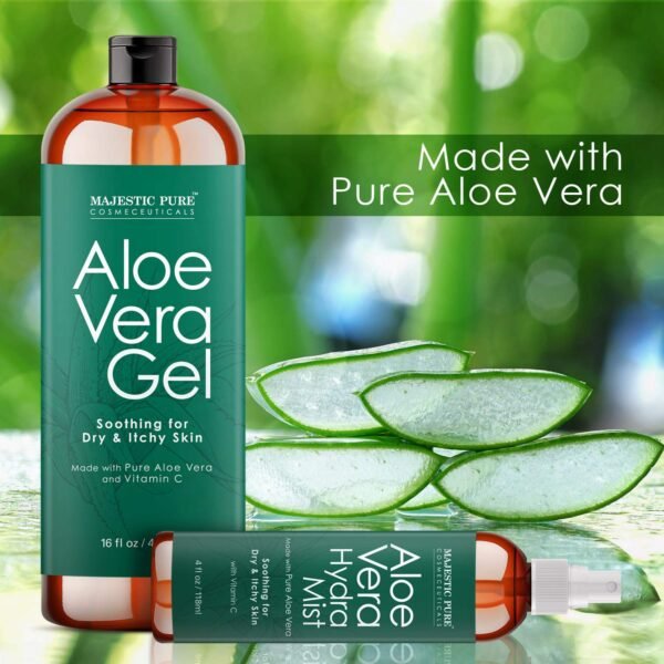 Majestic Pure Aloe Vera Gel and Mist Super Combo - 16 oz Gel and 4 oz Hydra Spray - 100 Percent Pure and Natural Cold Pressed Aloe Vera for Hair Growth, Face, Body and Skin - Image 5