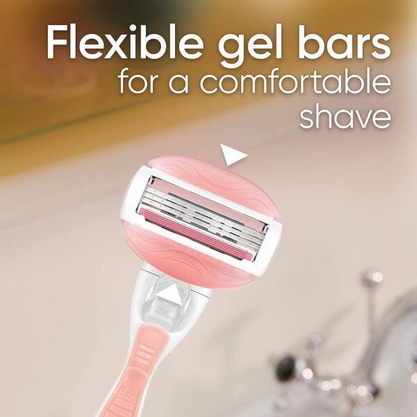 Gillette Venus ComfortGlide White Tea Women's Razor, Pivoting Head, Gel Bar, No Shave Cream Required, 3 Bladed for Smooth Shave, 1 Handle + 4 Blade Refills - Image 7