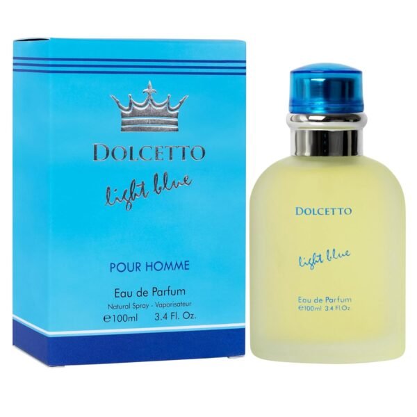NovoGlow Dolcetto Light Blue Eau De Parfum for Men 3.4 Fl. Oz. 100ml Refreshing Combination of Woody Floral & Aquatic Fragrance - Scent Lasts All Day A Gift for Any Occasion - Image 2
