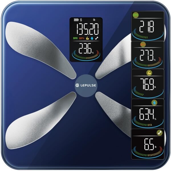 Smart Weight Scale with BMI Body Fat Muscle Mass, Lepulse Updated X-Shaped Electrode Scale for Body Weight and Fat Percentage, 13 Body Composition Scale Large Display, Digital Bathroom Scale with App - Image 2