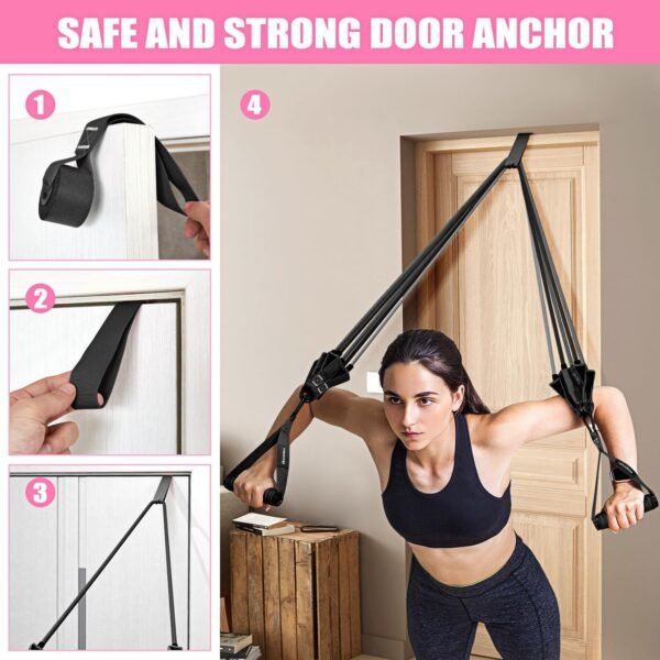 Resistance Bands, Exercise Bands with Handles for Working Out, Fitness Bands for Women, Workout Equipment Home Gym, Training Bands with Door Anchor, Legs Ankle Straps, Shape Body, Physical Therapy - Image 5