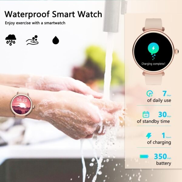 Smart Watch for Women with Answer/Make Call,1.27" HD Waterproof with DIY Faces,Fitness Tracker Smart Watch with Heart Rate,SpO2,Sleep Monitoring Compatible with iOS/Android - Image 6