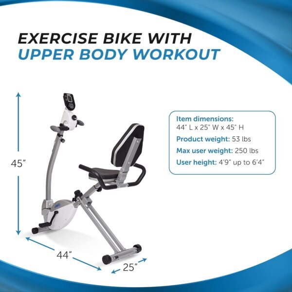 Stamina Recumbent Exercise Bike with Arm Workout - Fitness Bike with Smart Workout App - Recumbent Exercise Bike for Home Workout - Up to 250 lbs Weight Capacity - Image 4