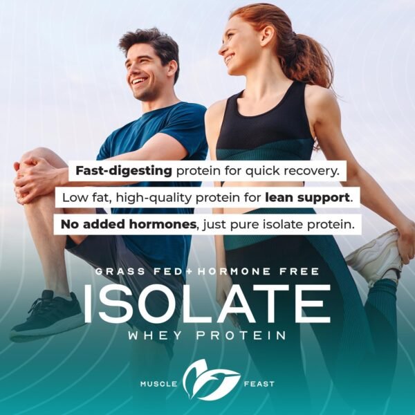 Muscle Feast Grass-Fed Whey Protein Isolate, All Natural Hormone Free Pasture Raised, Vanilla, 2lb - Image 9
