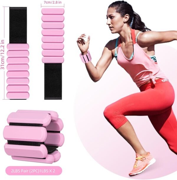 Adjustable Ankle Weights,Wrist Weights for Women & Men,Set of 2 (1Lb Each),Perfect for Walking,Running,Yoga,Pilates,Gym,Barre,Strength Training. Weighted wristbands are designed for home gym workouts - Image 3