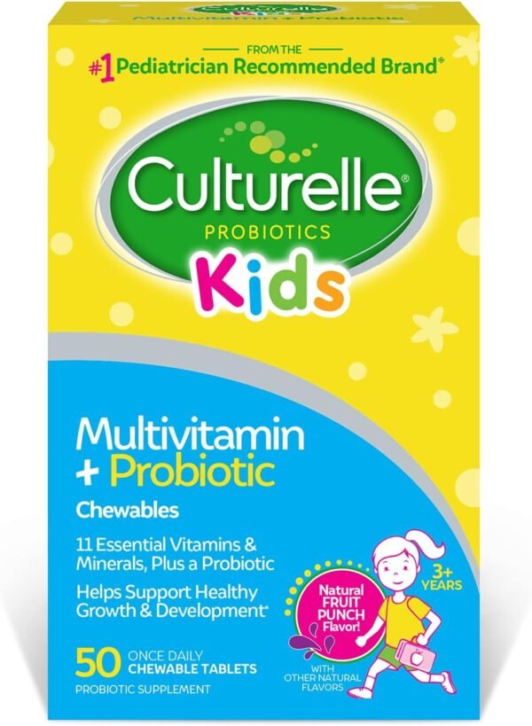 Culturelle Kids Complete Chewable Multivitamin + Probiotic For Kids, Ages 3+, 50 Count, Digestive Health, Oral Health & Immune Support - With 11 Vitamins & Minerals, including Vitamin C, D3 & Zinc - Image 2