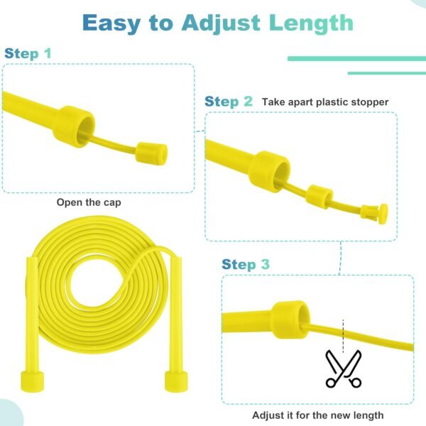 Aodaer PVC Skipping Rope Adjustable Jump Rope for Kids Multicolor Jump Rope Bulk with Plastic Handles Lightweight for Outdoor Fitness Exercise and Weight Loss, Training and Racing - Image 5