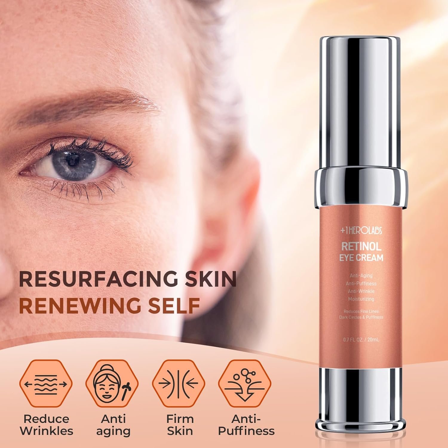 Retinol Eye Cream for Dark Circles and Puffiness, Anti Aging Under Eye Cream with Hyaluronic Acid, Retinol & Collagen to Fight Fine Lines, Wrinkles & Dark Spots - Image 3