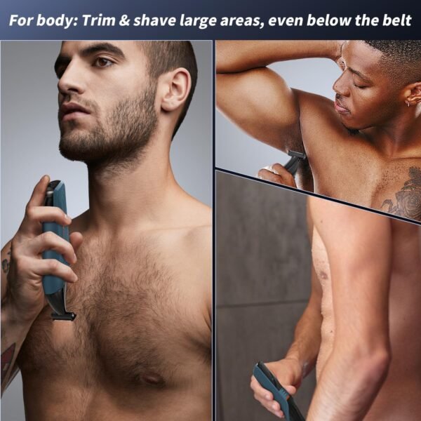 Body Hair Trimmer for Men, Mens Body Groomer with Beard Trimmer & Nose Hair Trimmer Dual-Head Trimmer, No Nick Shaver Electric Razor for Men Face Pubic Hair, All-in-One Ultra-Sharp Blade - Image 8