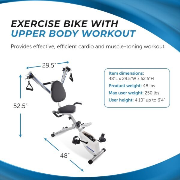 Stamina Foldable Exercise Bike and Strength System With Smart Workout App and 250 Pound Weight Capacity for Home Workout, Gray - Image 4