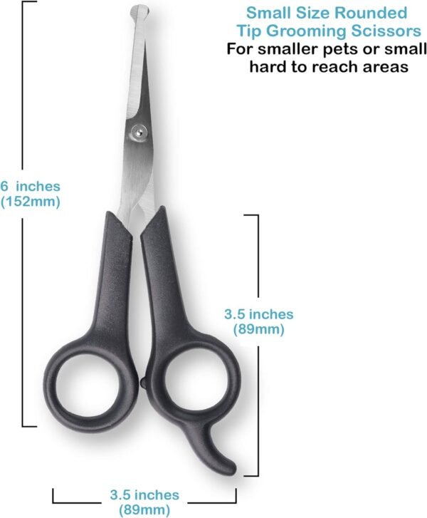 Pets First #1 Pet Grooming Scissors Body & Facial Trimmer Durable Stainless Steel Blades. Rounded Tips Shears for Long Medium Short Thick Wiry Curly Hair. Lightweight Cutter for Dogs & Cats. Set of 2 - Image 7