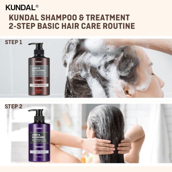 KUNDAL Natural Shampoo and Conditioner Set [Baby Powder] - Korean Hair Care, Long Lasting Fragrance, Moisturize, Nourish, Frizz Control, Argan & Macadamia Oil, Sulfate-Free 16.9fl oz (Pack of 2) - Image 7