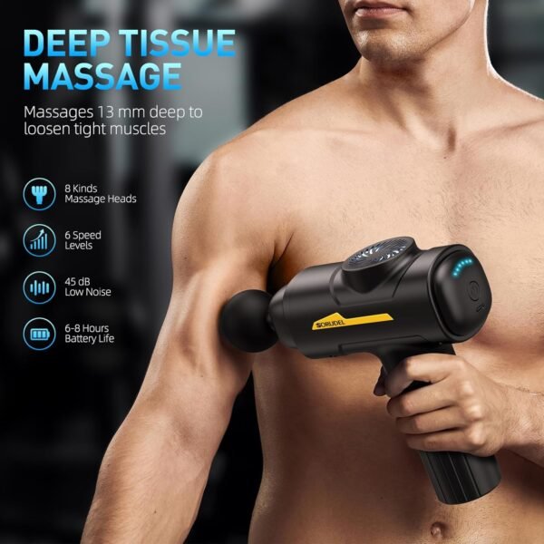 Massage Gun,Massage Gun Deep Tissue for Pain Relief with 7 Massage Heads & 6 Speeds and Carrying Case (Black) - Image 3