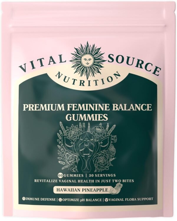 Vital Source Nutrition - Premium Feminine Balance Gummies - for Women’s Health & Wellness - Immune Support - Vegan, Gluten-Free - Hawaiian Pineapple - 60 Gummies - 30 Servings - Image 2