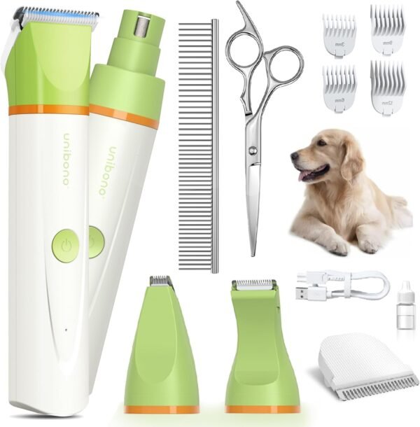 Dog Grooming Kit with Paw Trimmer, All-in-One Low Noise Electric Rechargeable Cordless Small Quiet Pet Clippers Foot Dog Hair Shaver with Stainless Steel Scissors and Comb for Dogs Cats at Home - Image 2