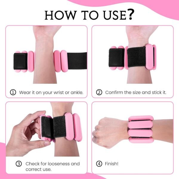 Ankle Weights for Women Men kids, Adjustable Silicone Wrist Weighted Bracelet for Wearable Arm & Leg Weights Set for Walking, Yoga, Swimming, Cardio, Aerobics, Gym Set of 2 (1Lb Each) - Image 8