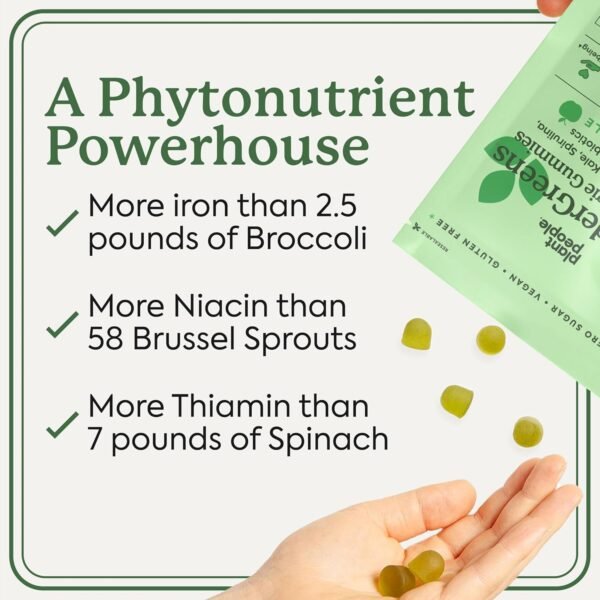 Plant People WonderGreens Veggie Gummies Super Greens with Probiotics Multivitamin Support Gummy for Wellbeing, Energy, Immune and Gut Health, Green Apple Flavor (60 Count) - Image 4