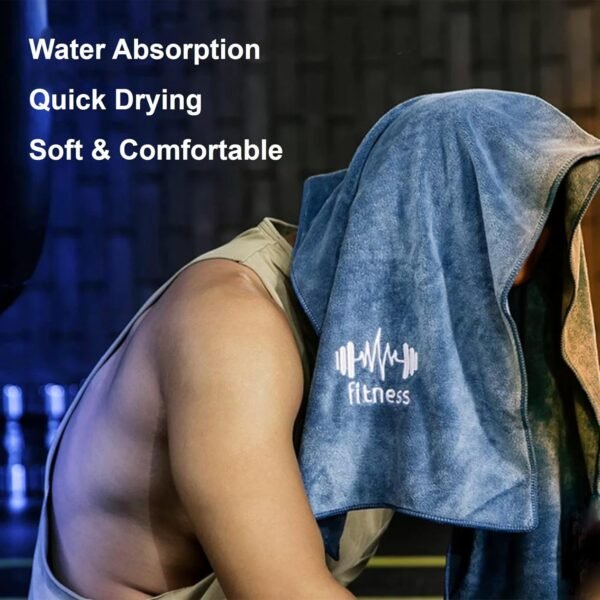 Microfiber Gym Towel Set, Water Absorbent Sports Towels for Sweat, Long Large Size Super Soft Towels, Yoga Towel, Towel for Working Out, Sweat, Fitness (Grey, 37.4"x15.7" + 43.3"x9.8") - Image 5