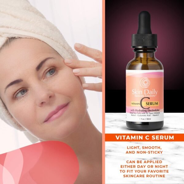 Antioxidant Vitamin C Serum for Face- Infused with Electrolytes, Hyaluronic Acid, Retinol - 1 oz - Image 8